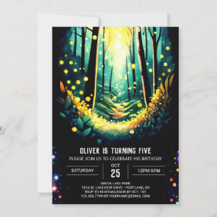 Invitation Chemins de luciole Bois Anniversaire