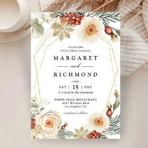 Invitation Chemise de Noël Rustique Floral Mariage d'hiver