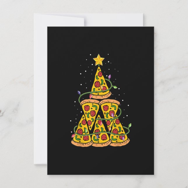Invitation Chemise De Pizza De Noël Pour Hommes, Lumières D'A (Devant)