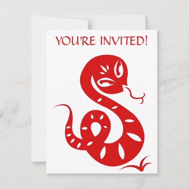 INVITATION CHEMISE ILLUSTRÉE PAR SERPENT CHINOIS DU ZODIAQUE (Devant)