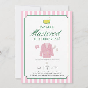 Invitation Chemise rose aquarelle Golf Premier Anniversaire 