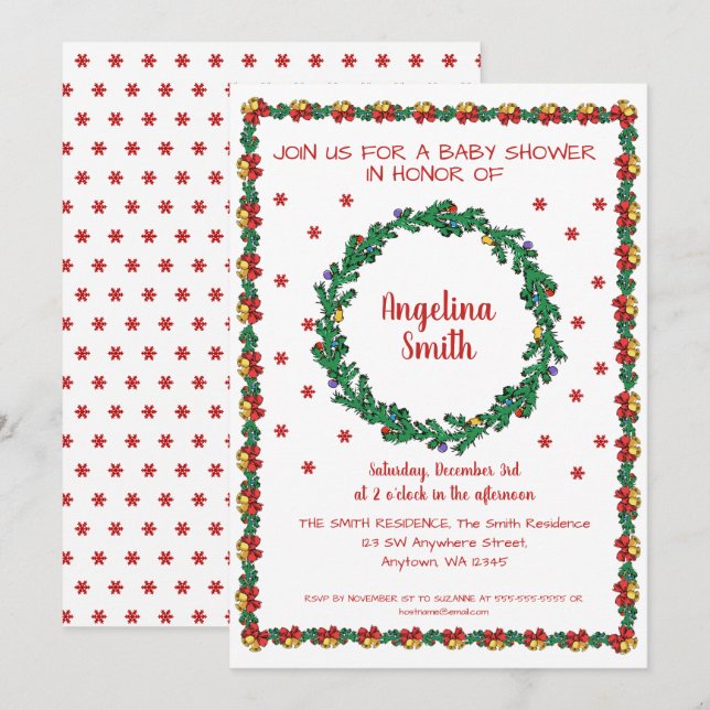Invitation Chemises de Noël et Baby shower Garland (Devant / Derrière)