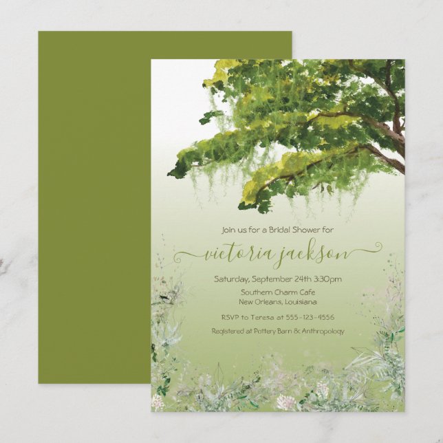 Invitation Chêne Arbre Espagnol Moss Floral Sud Charme Invita (Devant / Derrière)