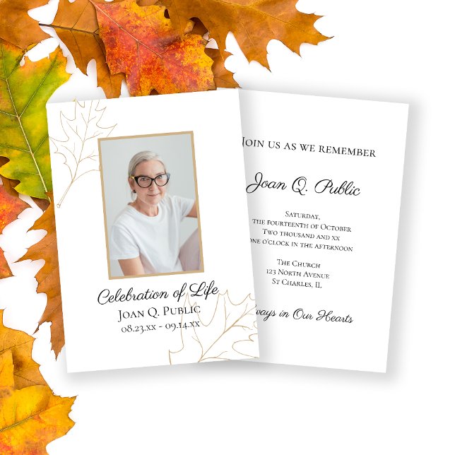 Invitation Chêne d'automne Feuilles célébrations de la vie (Créateur téléchargé)