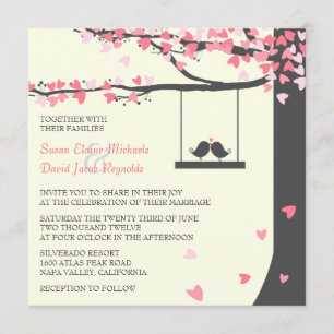 Invitation Chêne rose gris Inséparable