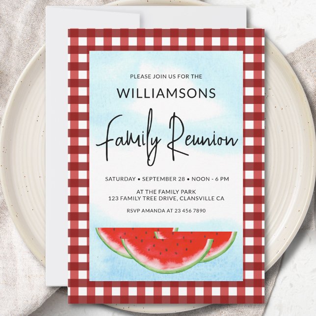 Invitation Chèque de bison blanc rouge de la réunion familial (Créateur téléchargé)
