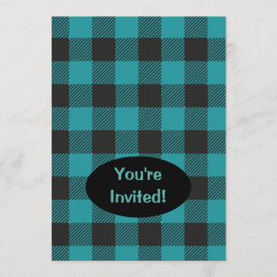 Invitation Chèque Turquoise Turquoise Bleu Bleu Buffalo Noir