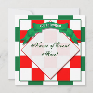 Invitation - - Chequered Red/Green
