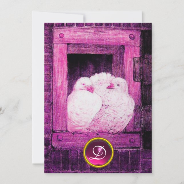 INVITATION CHÈQUES BLANCHES EN ROSE PURPLE FENÊTRE MARIAGE MO (Devant)