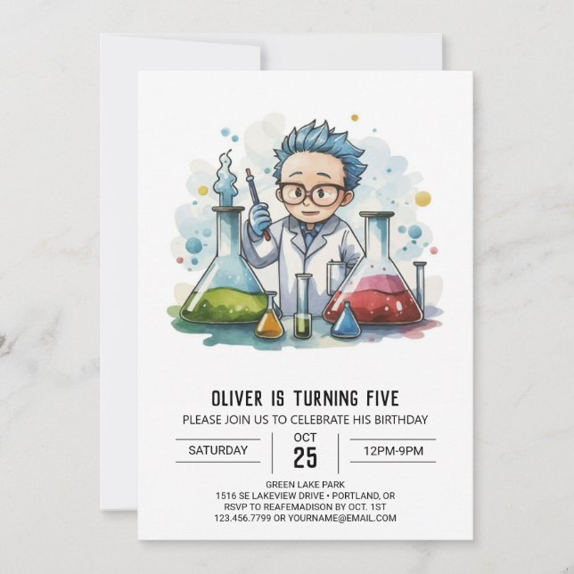 Invitation Chercheur de découverte de laboratoire pour enfant (Devant)