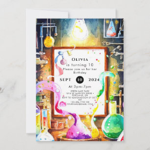 Invitation Chercheur en chimie pour enfants enchanté Annivers
