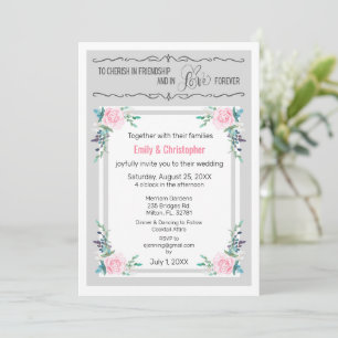 Invitation Cherish In Friendship & Love Wedding Invite