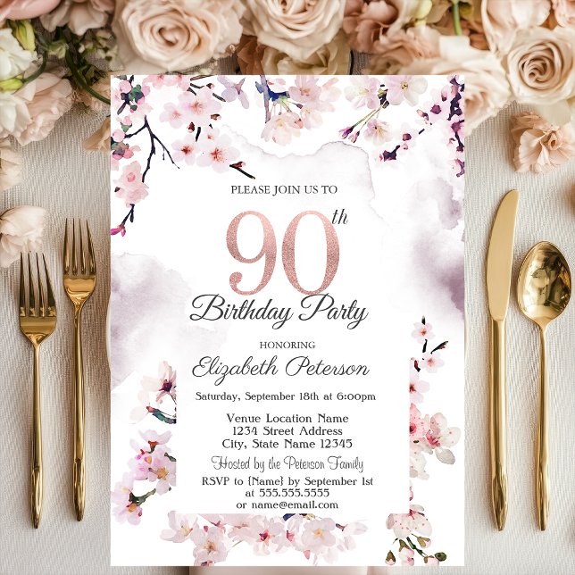 Invitation Cherry Blossom 90e anniversaire (Créateur téléchargé)