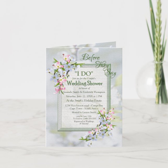 Invitation Cherry Blossom Bouquet Couple Douche (Devant)