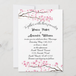 Invitation Cherry Blossom Japonais Sakura Mariage rose