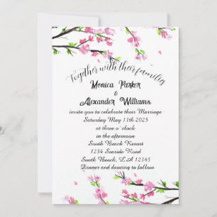 Invitation Cherry Blossom Japonais Sakura Mariage rose Invita