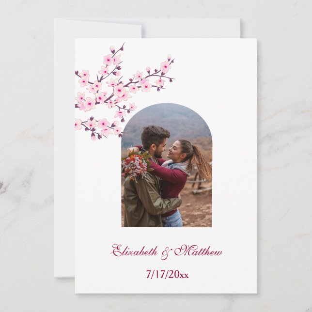 Invitation Cherry Blossom Photo Enregistrer La Date (Devant)