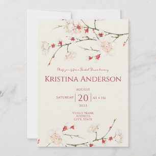 Invitation Cherry Blossom QR Code Fête des mariées