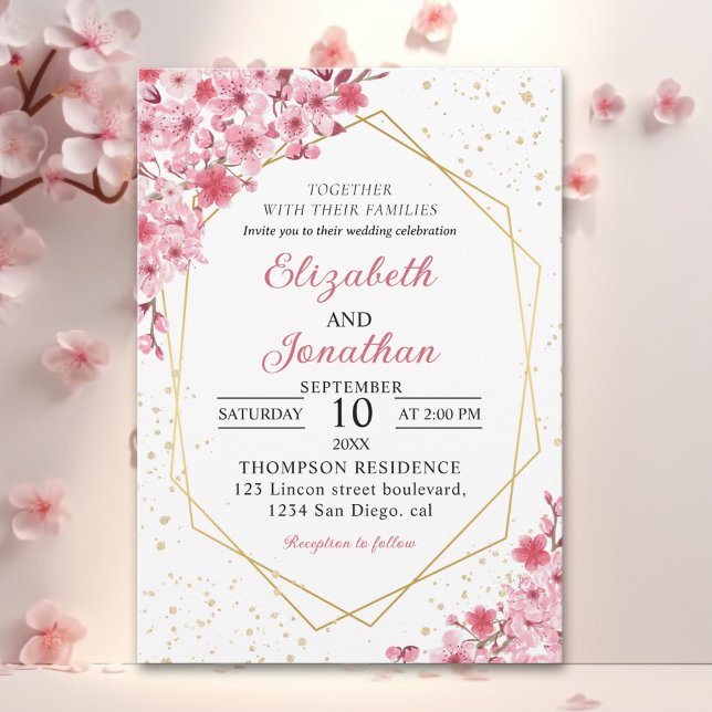Invitation Cherry Blossom Wedding – Sakura Floral Wedding (Créateur téléchargé)