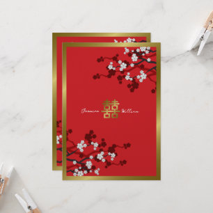 Invitation Cherry Blossoms double bonheur Mariage chinois