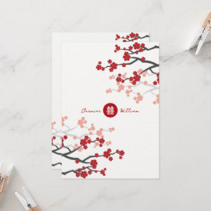 Invitation Cherry Blossoms & Double Bonheur Mariage chinois