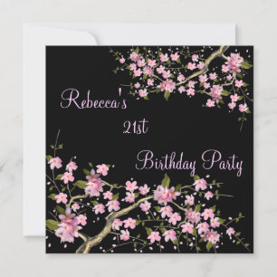 Invitation Cherry Bossom 21e Soirée d'Anniversaire Élégante N
