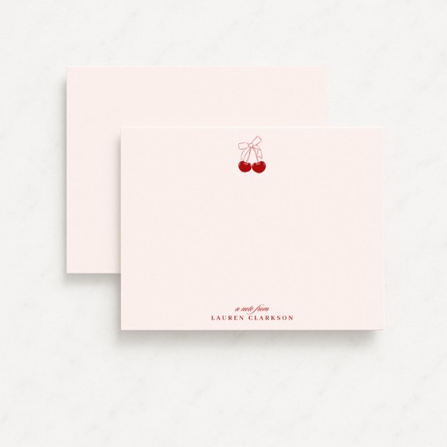 Invitation Cherry Bow Note Valentines Card (Créateur téléchargé)