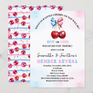 Invitation Cherry On Top Révélation de genre rose ou bleu