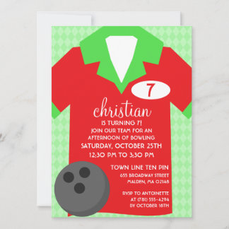 Invitation Cherry Red Rejoignez le Team Bowling Anniversaire 