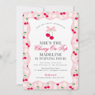 Invitation Cherry Sweet Coquette Rose Bow En vichy Anniversai