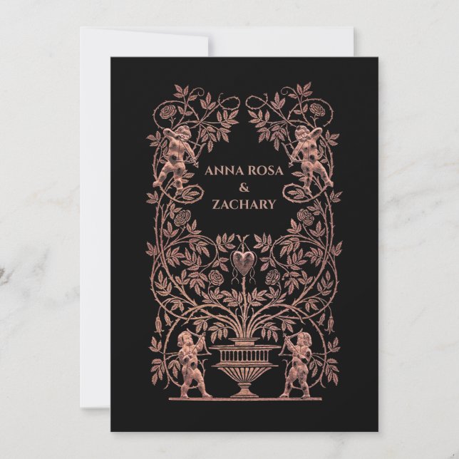 Invitation *~* Cherub QR PHOTO AR6 RSVP Mariage victorien (Devant)