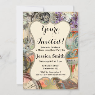 Invitation Cheshire Chat Alice Wonderland Classic