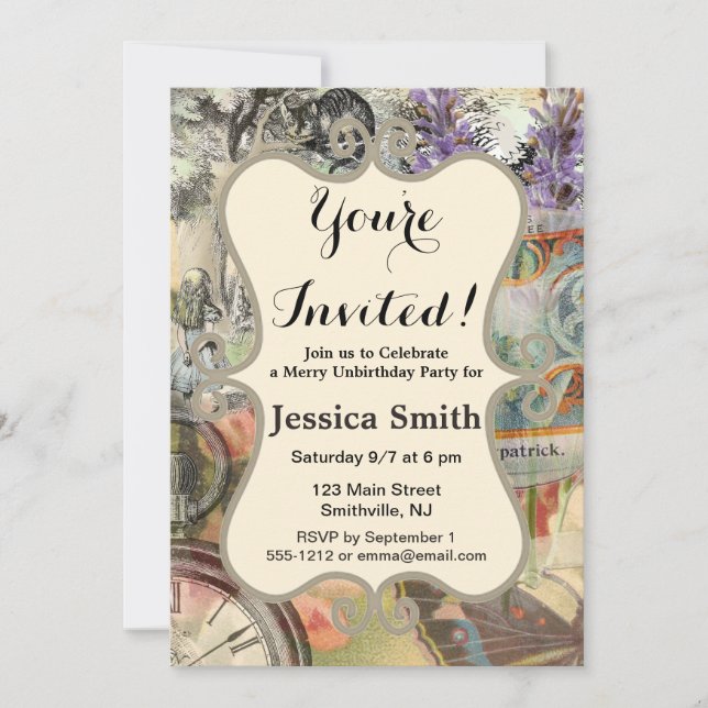 Invitation Cheshire Chat Alice Wonderland Classic (Devant)