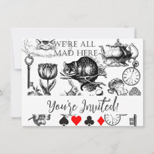 Invitation Cheshire Chat classique alice au merveilleux fou
