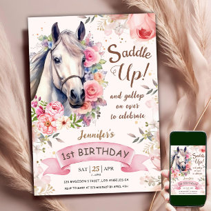 Invitation Cheval 1er Anniversaire Fleurs Fleurs Fleurs Fleur