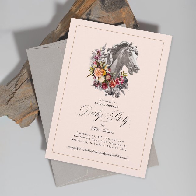 Invitation Cheval à couronne de fleurs élégant Derby Party  (Créateur téléchargé)