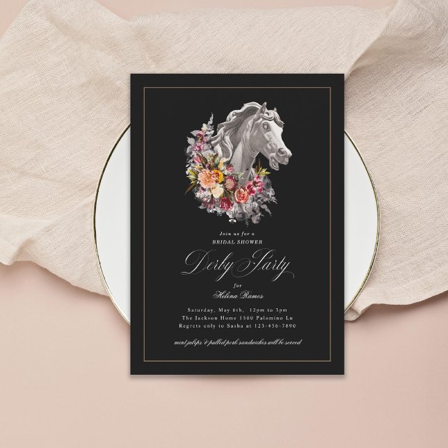 Invitation Cheval à la guirlande florale Élégant Derby Party (Créateur téléchargé)