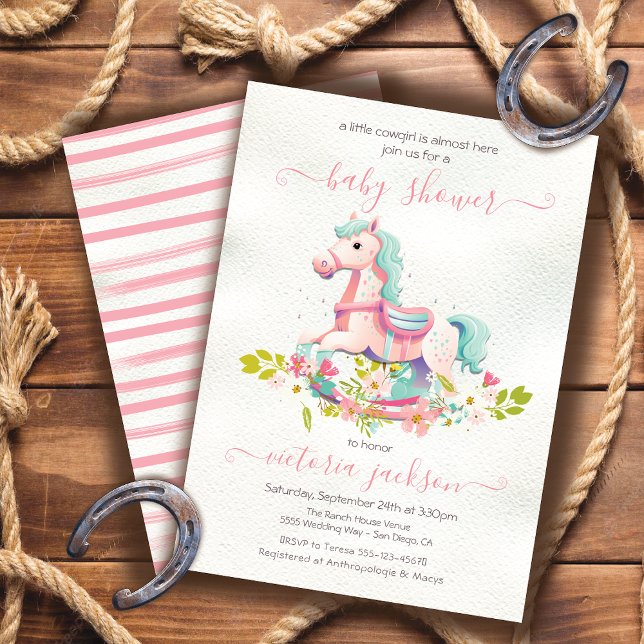 Invitation Cheval à rocher Baby shower petite fille (Créateur téléchargé)