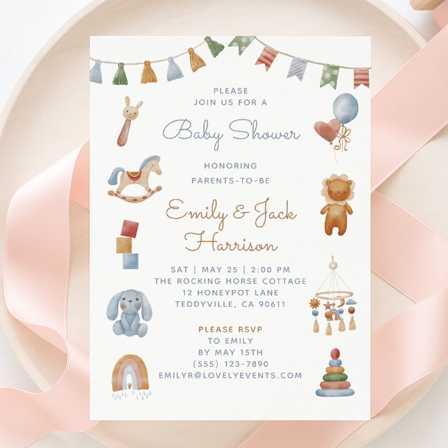 Invitation Cheval à rocher, berceau mobile, baby shower Invit (Créateur téléchargé)