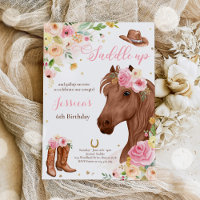 Cheval Anniversaire Fête Cowgirl rose Floral Anniv