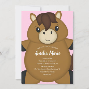 Invitation Cheval Anniversaire Pink