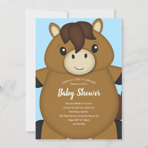 Invitation Cheval Baby shower bleu