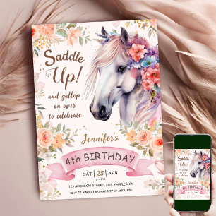 Invitation Cheval Blanc 4e anniversaire Floral Girl Saddup