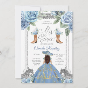 Invitation Cheval Bleu Dusty & Bottes Occidentales Douce 16e
