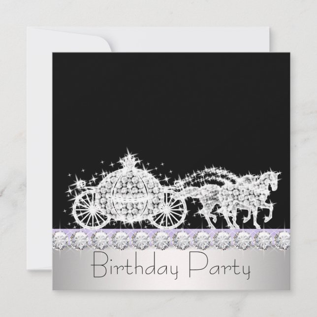 Invitation Cheval Carriage Lavande Princesse Anniversaire (Devant)