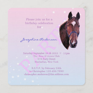 Invitation Cheval de châtaignes avec étoile blanche