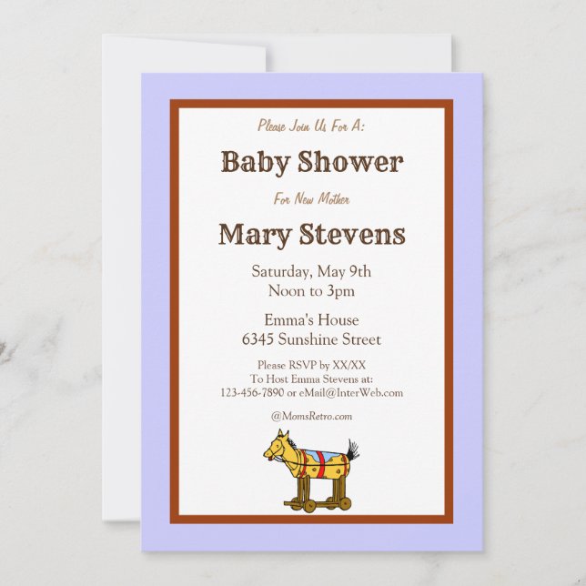 Invitation Cheval de Jouet sur mesure Western Baby Shower Inv (Devant)