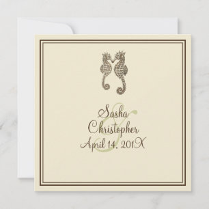 Invitation Cheval de mer PixDezines/marron/bleu/DO-IT-YOURSEL