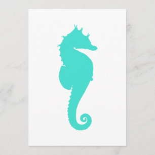 Invitation Cheval de mer Turquoise en Blanc