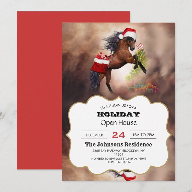 Invitation Cheval de Noël (Devant / Derrière)